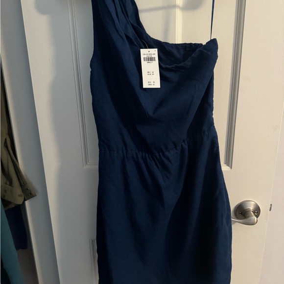 Abercrombie & Fitch One-Shoulder Linen-Blend Mini Dress - tags on - Picture 3 of 4